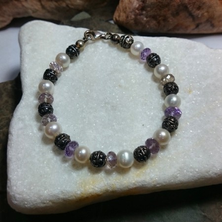 no.bil.sp-0064 Gerçek İnci & Ametrin 925 ayar gümüş. Fiyatı KDV dahil 175.- TL